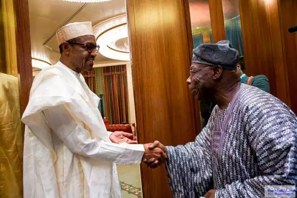 BREAKING: Buhari, Obasanjo in closed-door meeting at Presidential Villa